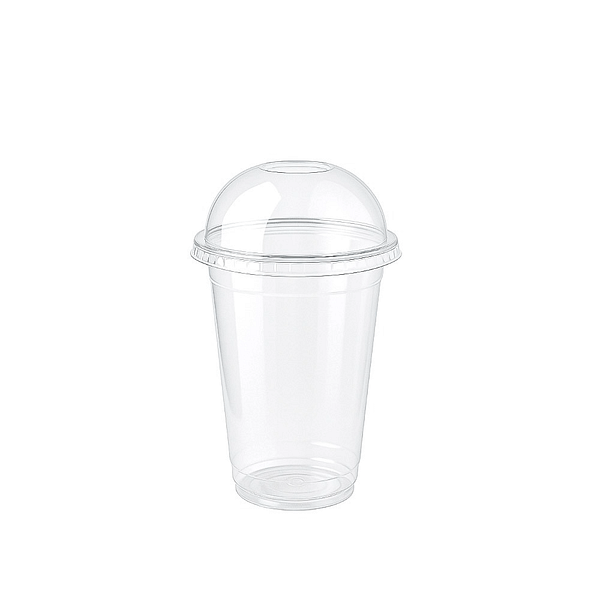 Gobelets compostables 640ml avec couvercles sans trou - Pack économique 100 unités.