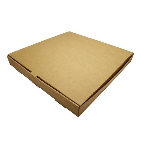 Boîte à pizza en carton kraft avana 40×40×5 cm, compostable.