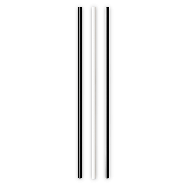 Pailles de cocktail noir et blanc de 75 cm de long 250 pcs