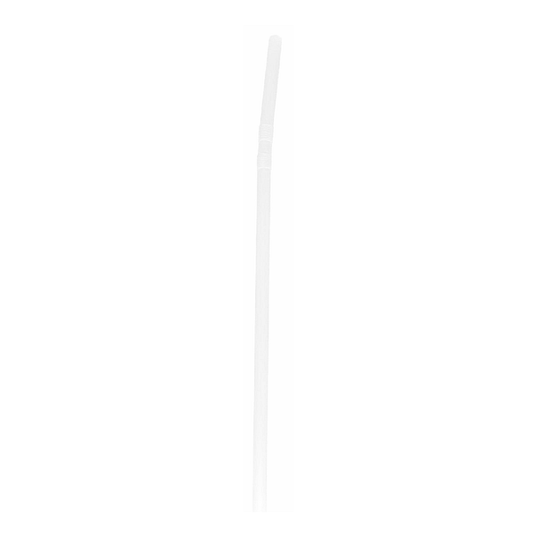 Pailles souples bioplastique blanc compostable 250x6mm - Pack économique 500 unités