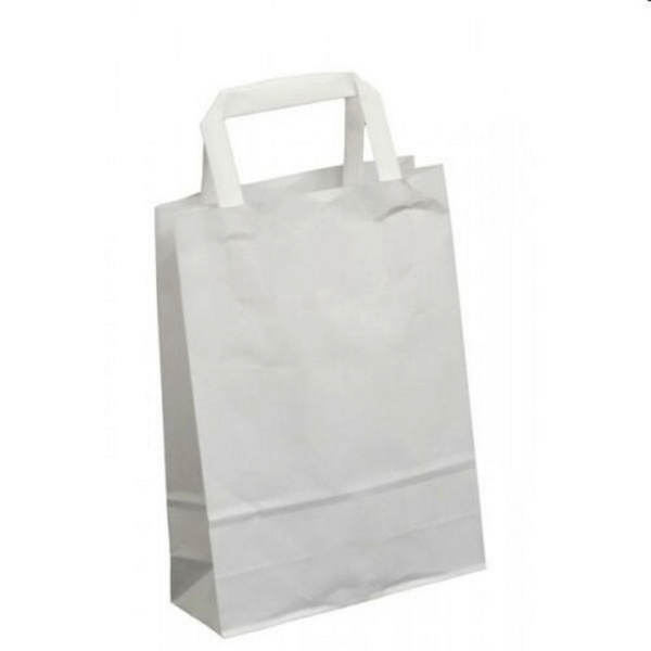 Papier écolo blanc shopper 32x12x40 cm, 250 pcs, compostables et biodégradables.