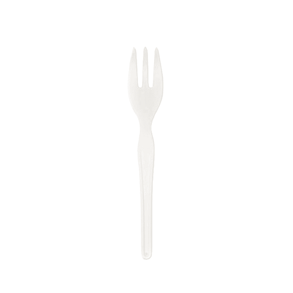 Mini fourchettes blanches 12 cm en Materbi, compostables et biodégradables, idéal pour les événements écoresponsables