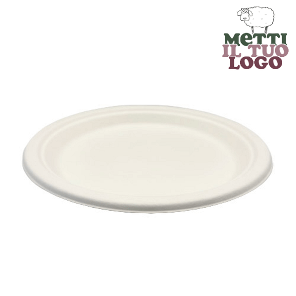 Assiettes personnalisées en pâte à papier 23 cm, compostables.
