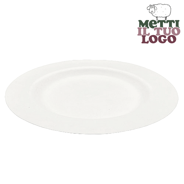Assiettes personnalisées en pâte à papier avec bordure, compostables.