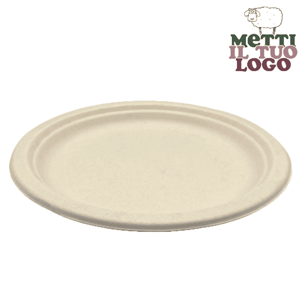 Assiettes personnalisées en pâte à papier havana ø 23 cm, compostables.