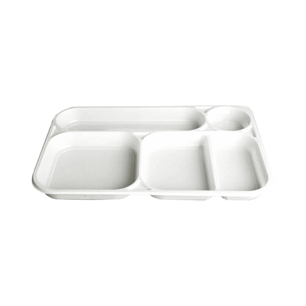 Plateau compostable à 5 compartiments, 35,2×24 cm, biodégradable et sans plastique