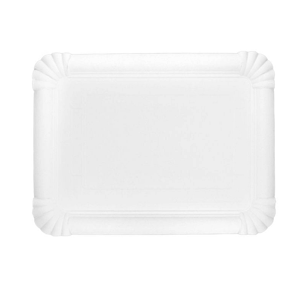 Plateau en carton 31×41 cm, compostable et biodégradable, blanc, pour gastronomie et pâtisserie