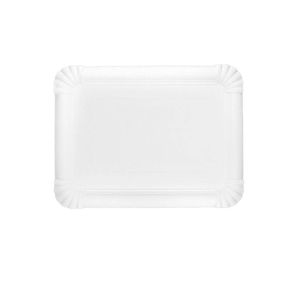 Plateau écologique en carton 20×28,5 cm, compostable et biodégradable, blanc