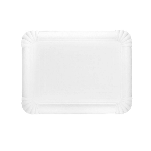 Plateau en carton 25×34,5 cm, compostable et biodégradable, blanc, pour gastronomie et usages variés