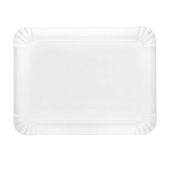 Plateau en carton 34×47,5 cm, compostable et biodégradable, blanc, pour gastronomie et pâtisserie