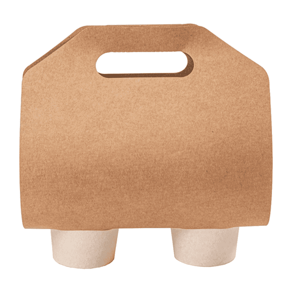 Porte-gobelets écologique en papier kraft 2 places pour boissons chaudes et froides.