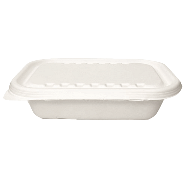 Récipient à deux compartiments avec couvercle, compostable, 125 pcs.