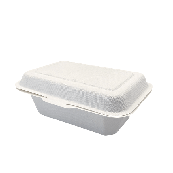 Conteneur alimentaire compostable 600 ml avec couvercle, pulpe de cellulose.