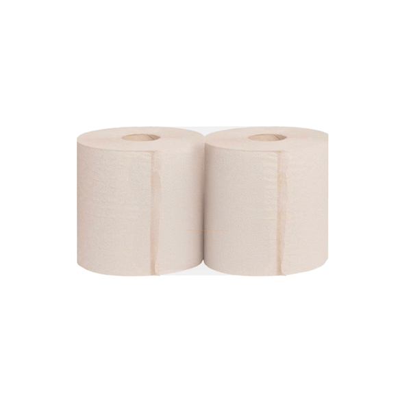 Rouleaux d'essuie-tout havane 800 feuilles, 2 pcs, papier double épaisseur, pour usage professionnel.