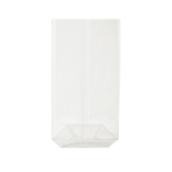 Sac à légumes écologique transparent compostable 90+60x280 mm, certifié Uni EN 13432, sans plastique, adapté au contact alimentaire.