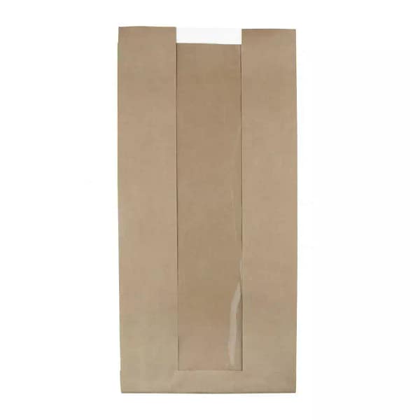 Sacs à pain compostables avec fenêtre 20+11x41 cm, 500 pcs, certifiés sans plastique et biodégradables.
