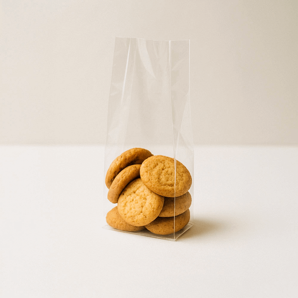 Sacs alimentaires transparents en Natureflex™ 60+50x200 mm 100 pcs. – Image 3