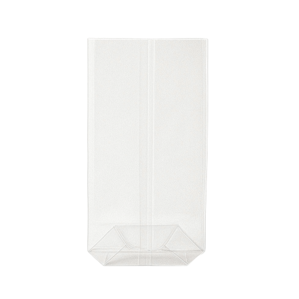 Sachets transparents pour aliments en Natureflex™ 60+50×200 mm, compostables.
