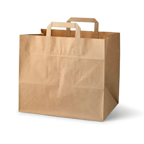 Sacs en papier kraft avana 32+20×27 cm avec poignées, biodégradables.