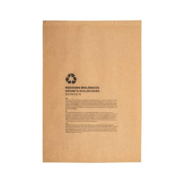 Sac compostable en papier kraft avana 26+14×25 cm pour biodéchets.