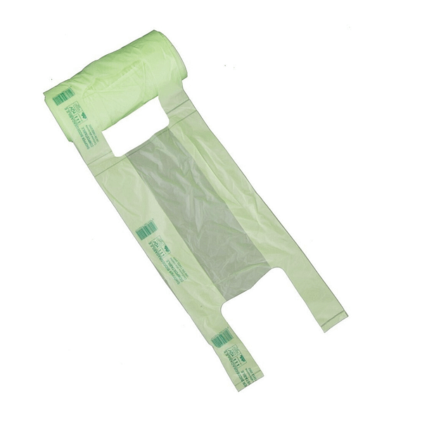 Sacs verts biodégradables pour fruits et légumes 22x50 cm en rouleau 500 g, compostables et biodégradables.