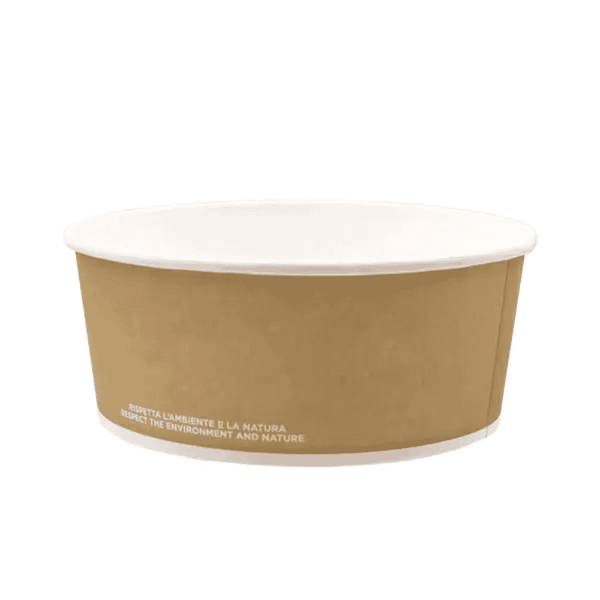 Saladier compostable Havane 390 ml en carton et PLA, lot de 120.