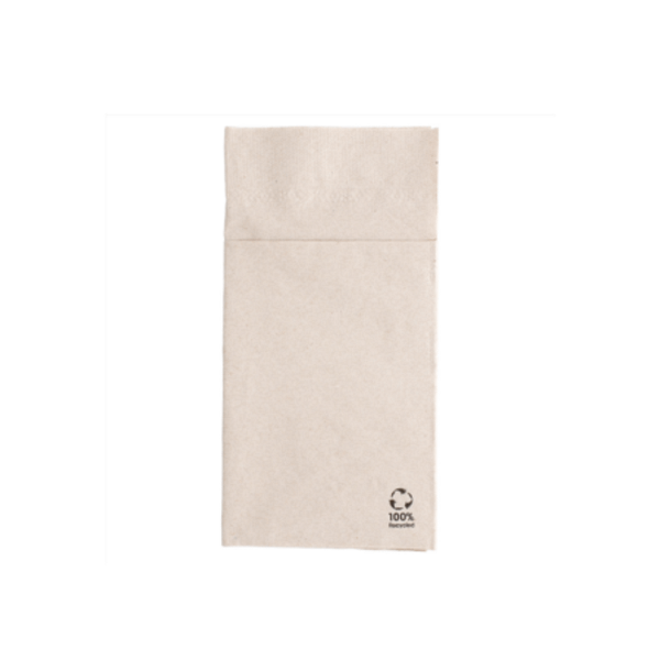 Serviette porte-couvert en papier kraft, compostable et biodégradable, idéale pour les événements et les restaurants