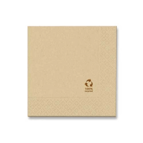 Serviette avana 33×33 cm à 2 plis, compostable et biodégradable, d’origine végétale
