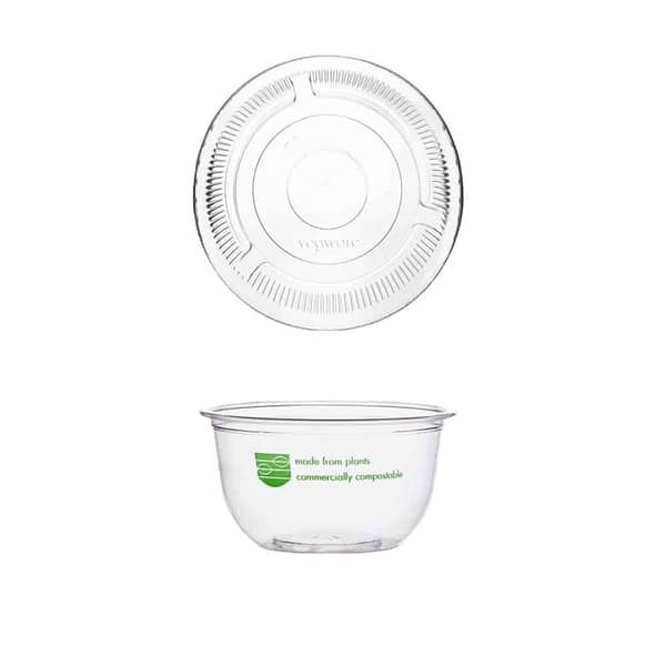Set de récipients transparents avec couvercle 236 ml, 100 pcs, compostables, biodégradables et certifiés sans plastique.