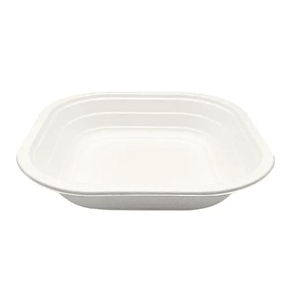Piatti fondi quadrati 18x18 cm compostabili per catering ed eventi